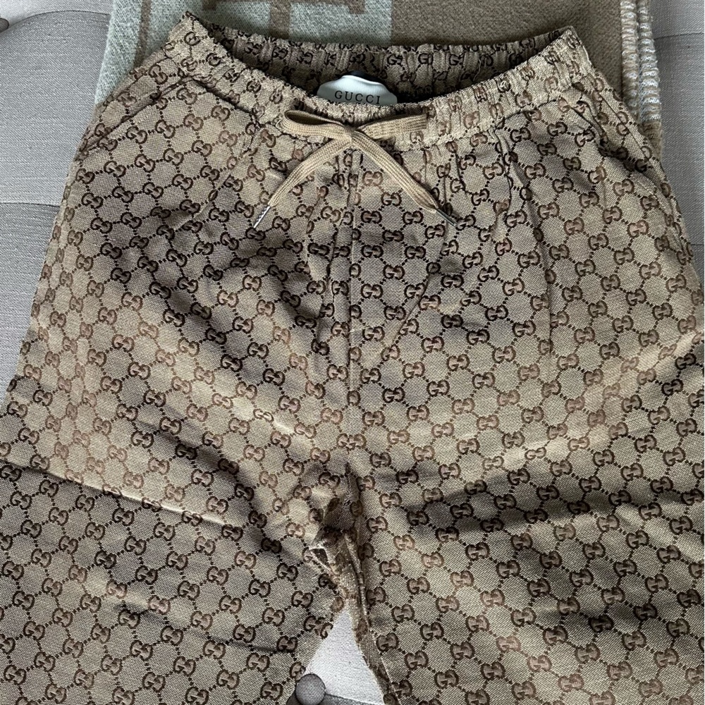 Khaki Monogram Canvas Joggers